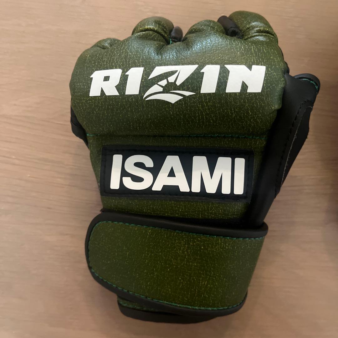 RIZIN ISAMI オープンフィンガーグローブ オリーブグリーンSサイズ