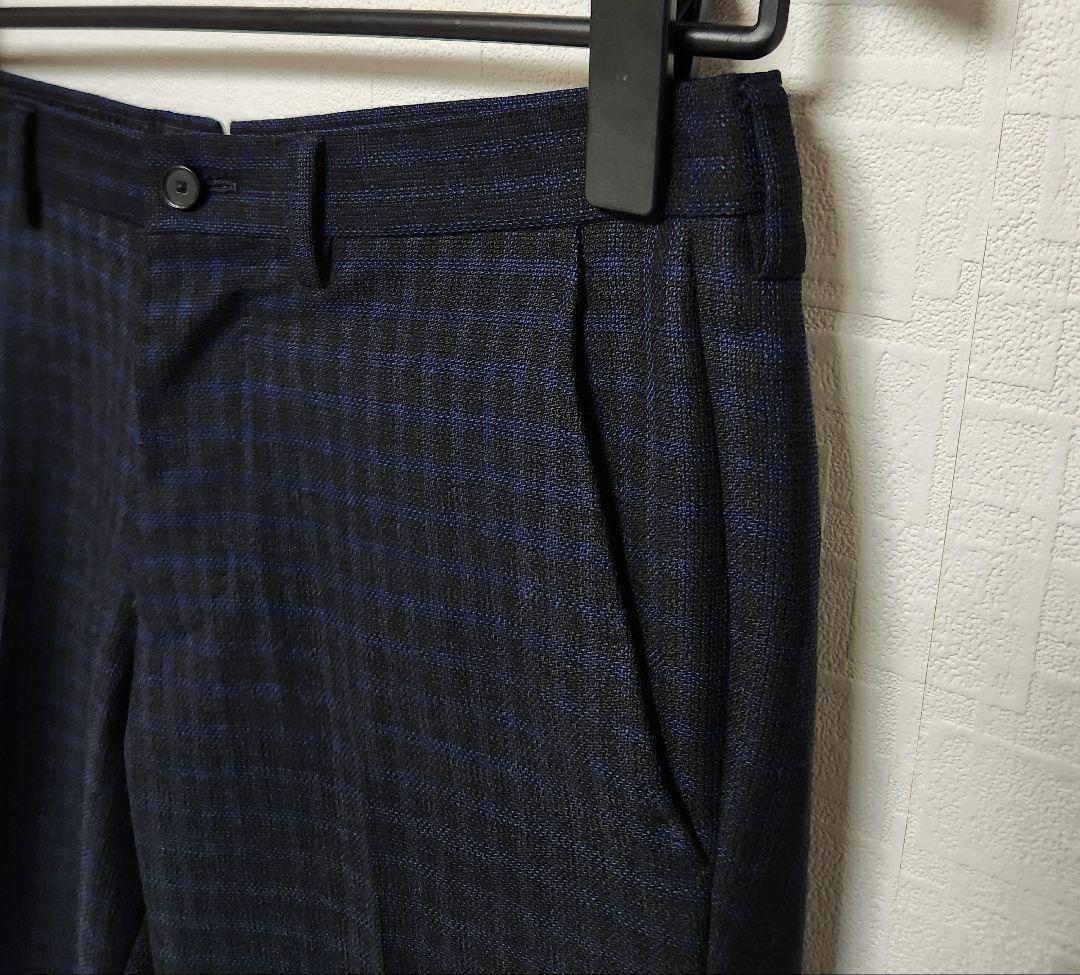 じ*ら様 トゥモローランド　メンズ　スーツ　濃紺ブルー×ブラック　チェック