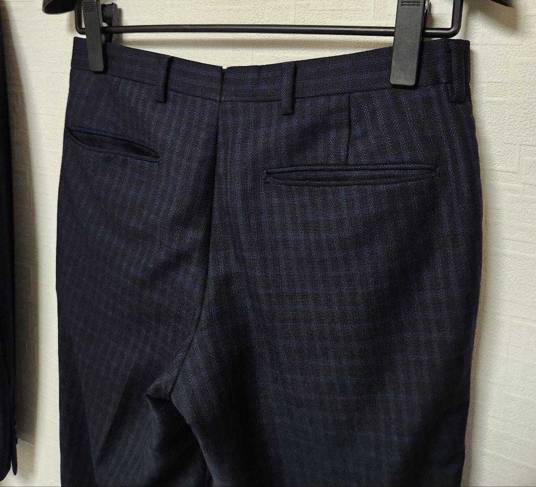 じ*ら様 トゥモローランド　メンズ　スーツ　濃紺ブルー×ブラック　チェック