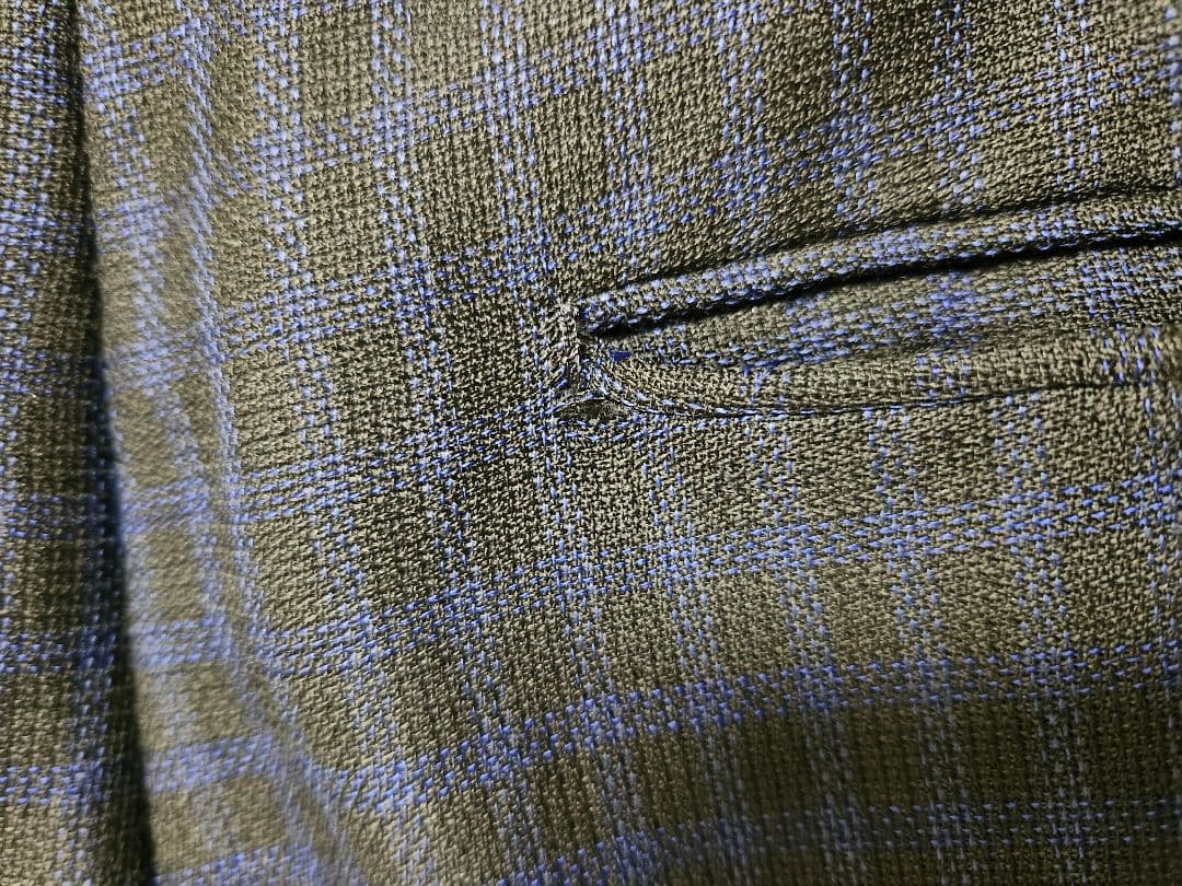 じ*ら様 トゥモローランド　メンズ　スーツ　濃紺ブルー×ブラック　チェック