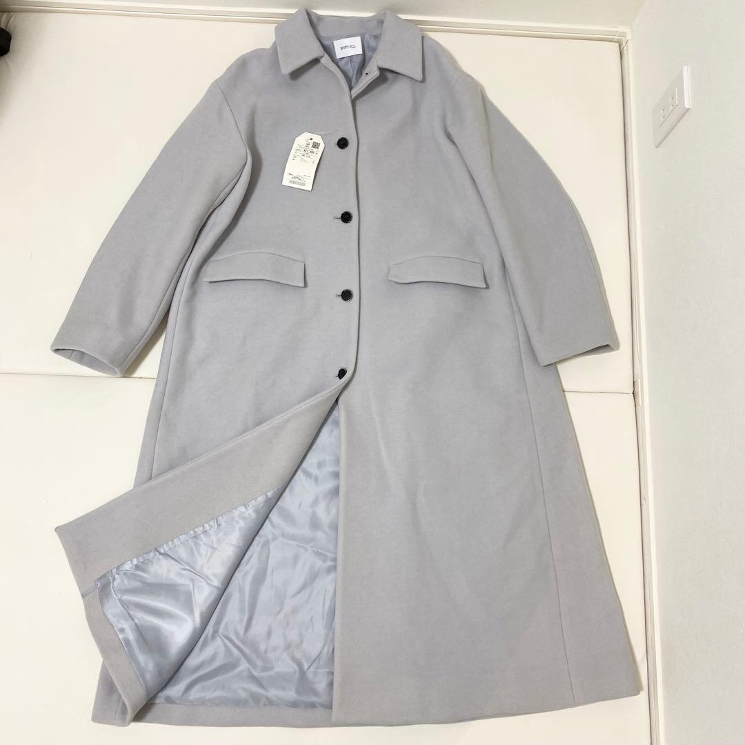 ♢新品♢SHIPS any シップス　ステンカラーコート　ライトグレー　水色