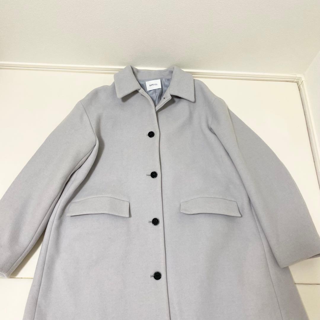 ♢新品♢SHIPS any シップス　ステンカラーコート　ライトグレー　水色