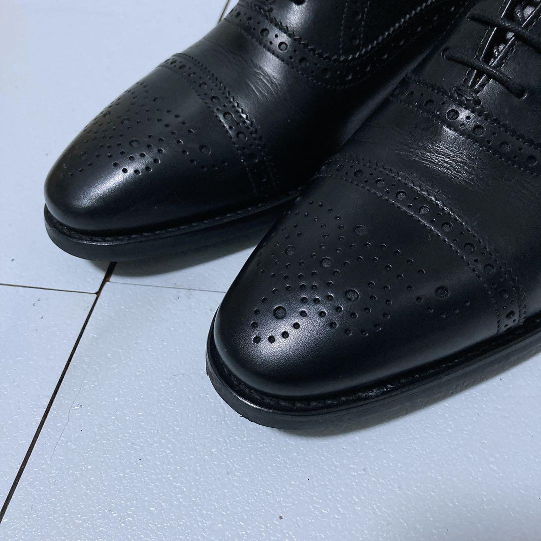 美品 バーウィック ビジネスシューズ メダリオン 黒 ダイナイト 本革 26