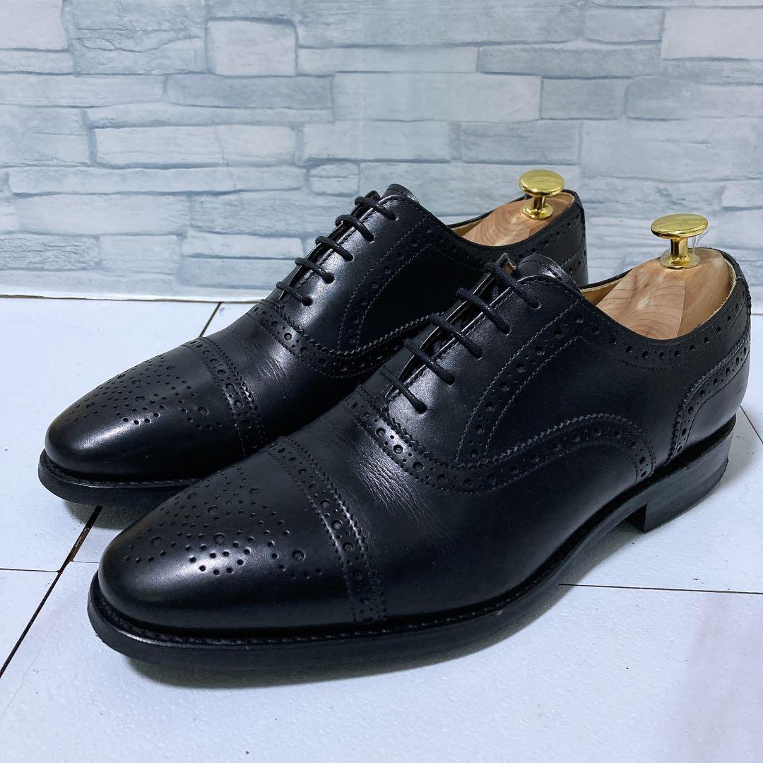 美品 バーウィック ビジネスシューズ メダリオン 黒 ダイナイト 本革 26