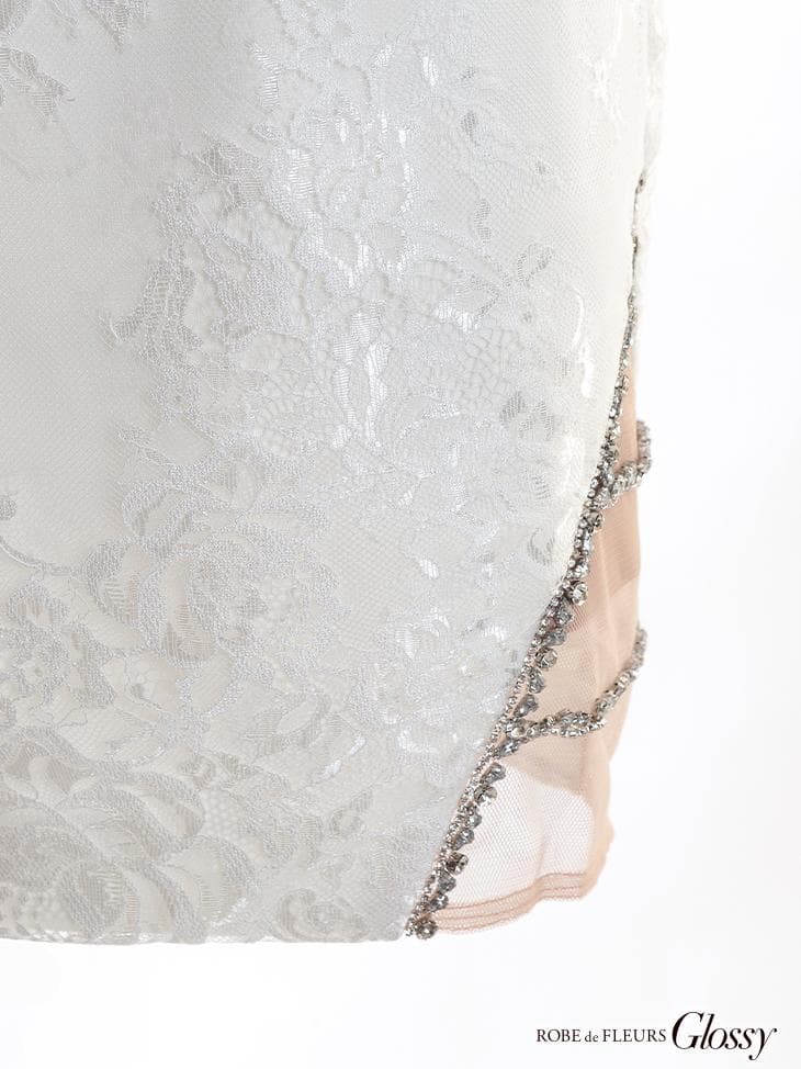 ローブドフルール フロントジッパーｘサイドチュールタイトミニドレス ホワイト