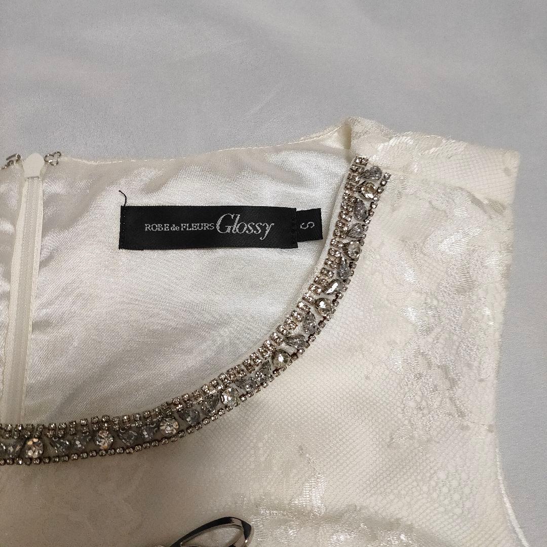 ローブドフルール フロントジッパーｘサイドチュールタイトミニドレス ホワイト