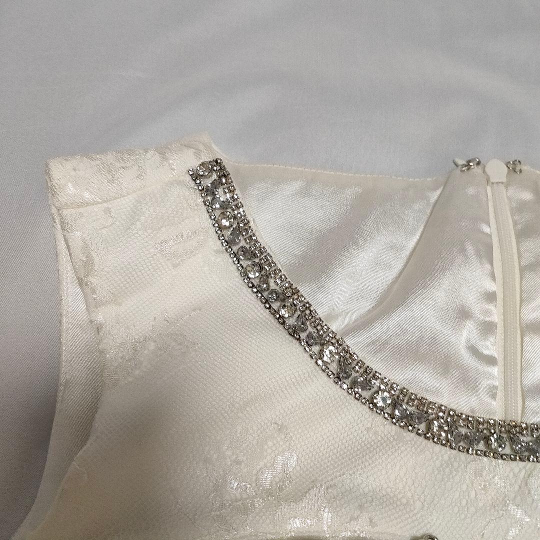 ローブドフルール フロントジッパーｘサイドチュールタイトミニドレス ホワイト