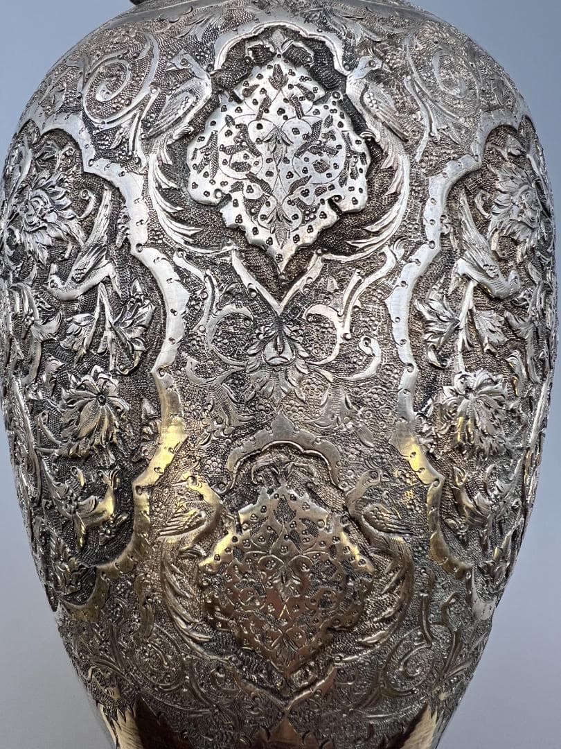 ととろ　銀製　ライオンマーク　三越　銀花瓶　花入れ　手彫　重量約820g