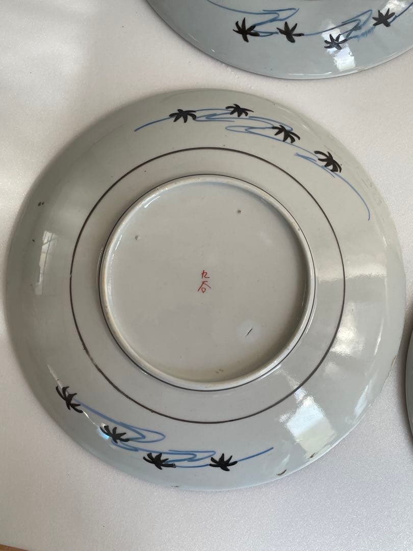 ①明治時代 九谷焼 人物図八寸皿 五客　お皿/大皿/中皿/アンティーク