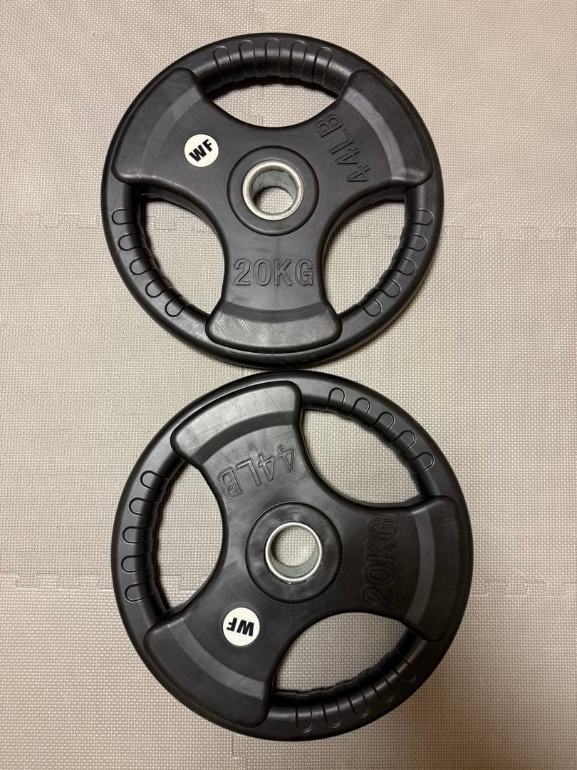 最終値下げ オリンピックプレート2枚セット 50mmWF ラバー製 20kg