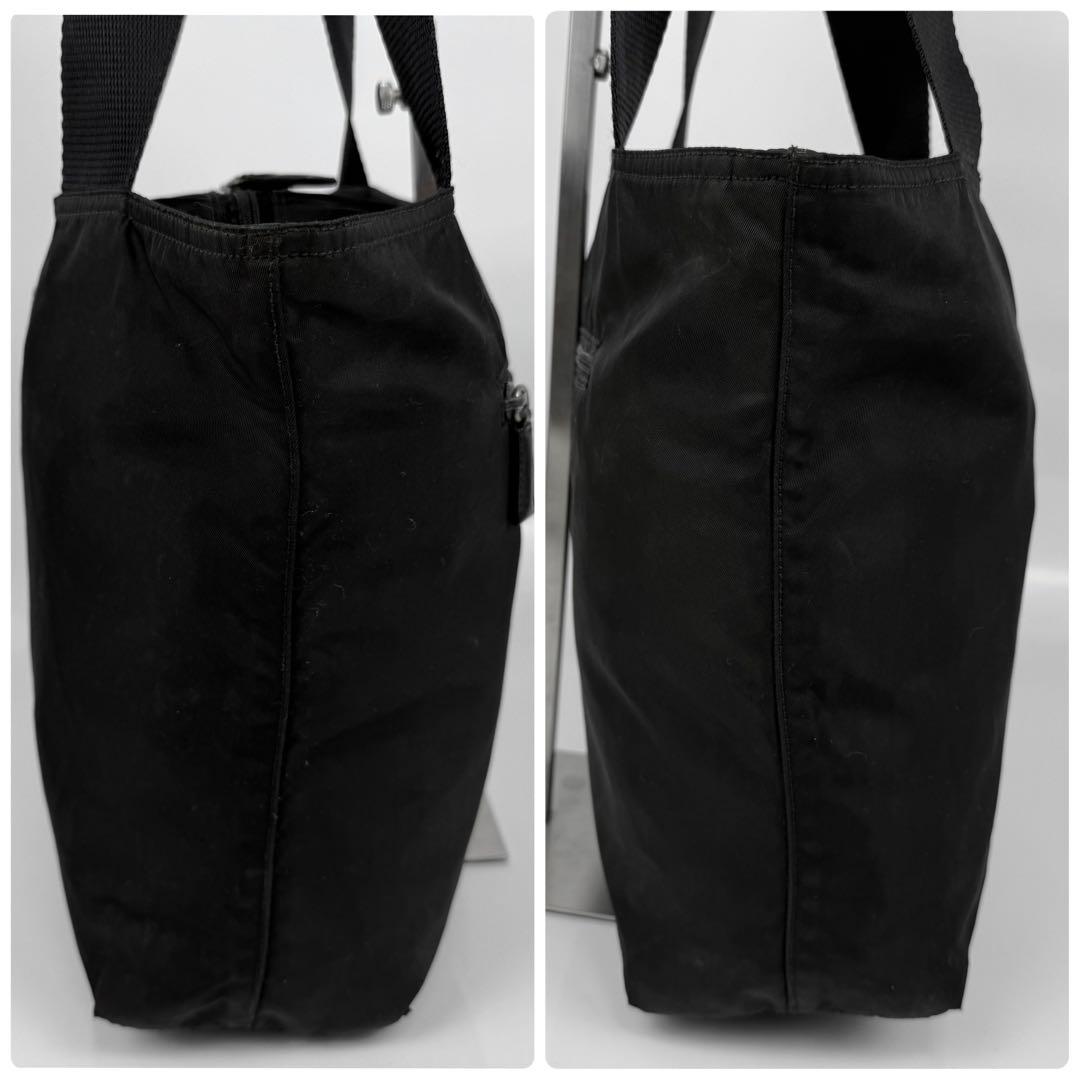 PRADA プラダ 三角ロゴ トートバッグ 肩掛けカバン ナイロン 黒 白タグ