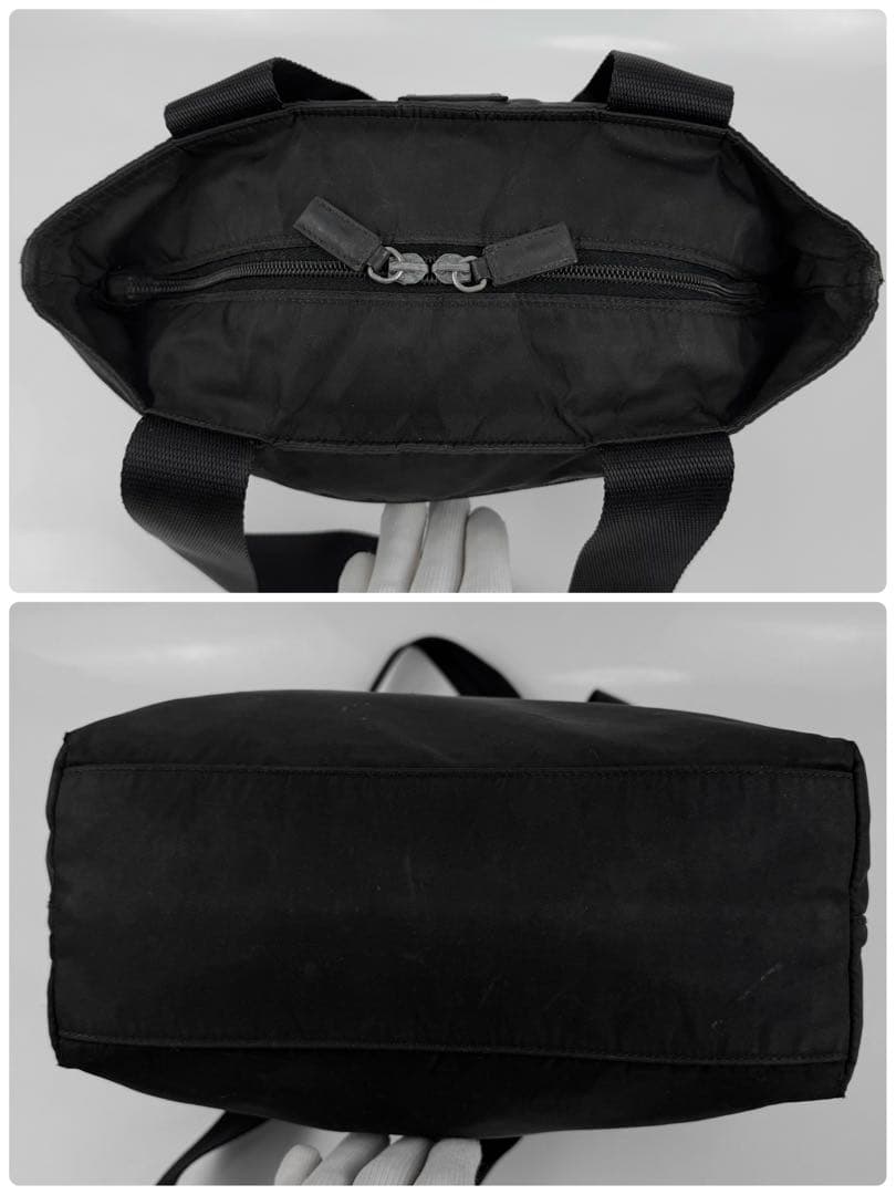 PRADA プラダ 三角ロゴ トートバッグ 肩掛けカバン ナイロン 黒 白タグ