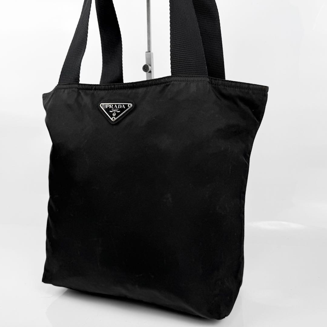 PRADA プラダ 三角ロゴ トートバッグ 肩掛けカバン ナイロン 黒 白タグ