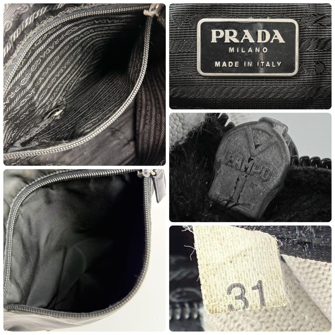 PRADA プラダ 三角ロゴ トートバッグ 肩掛けカバン ナイロン 黒 白タグ