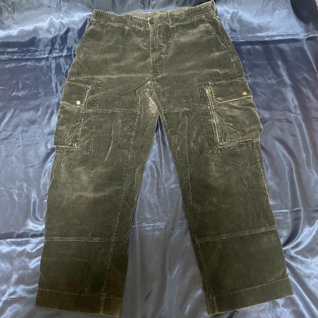 ラルフローレン コーデュロイ カーゴパンツ ダブルニー ブラック 90s