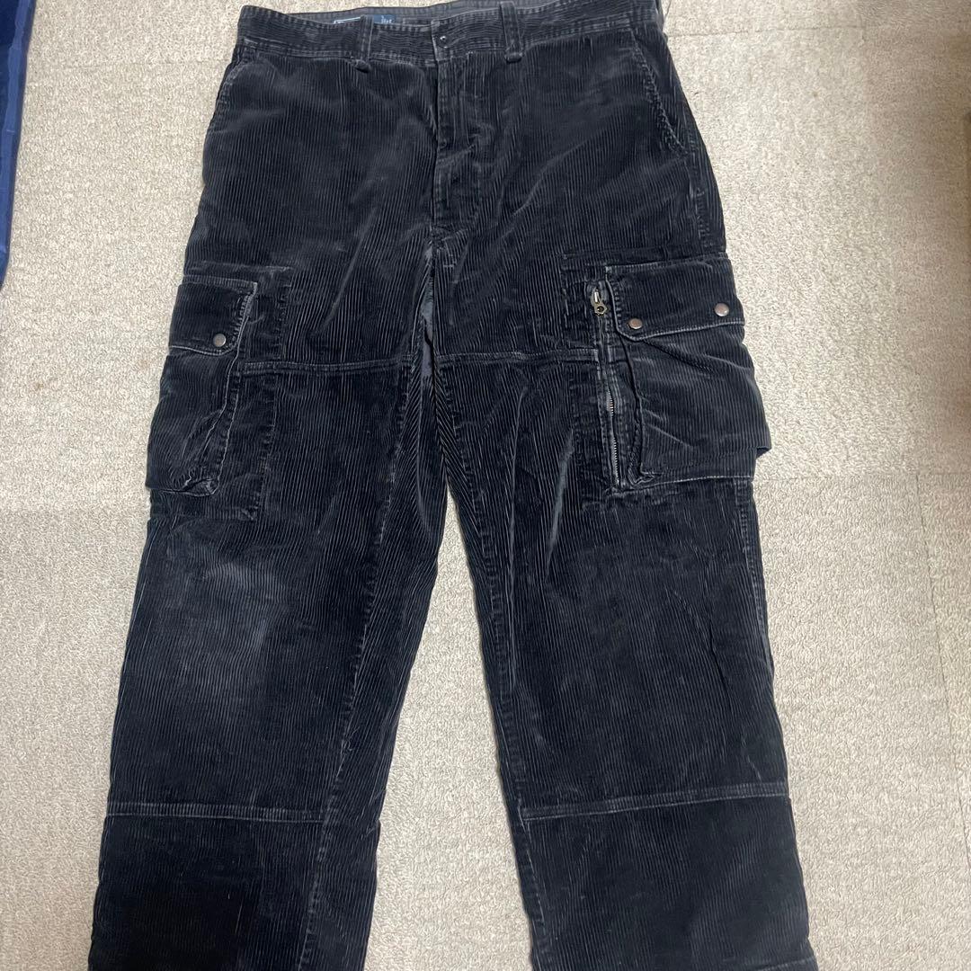 ラルフローレン コーデュロイ カーゴパンツ ダブルニー ブラック 90s
