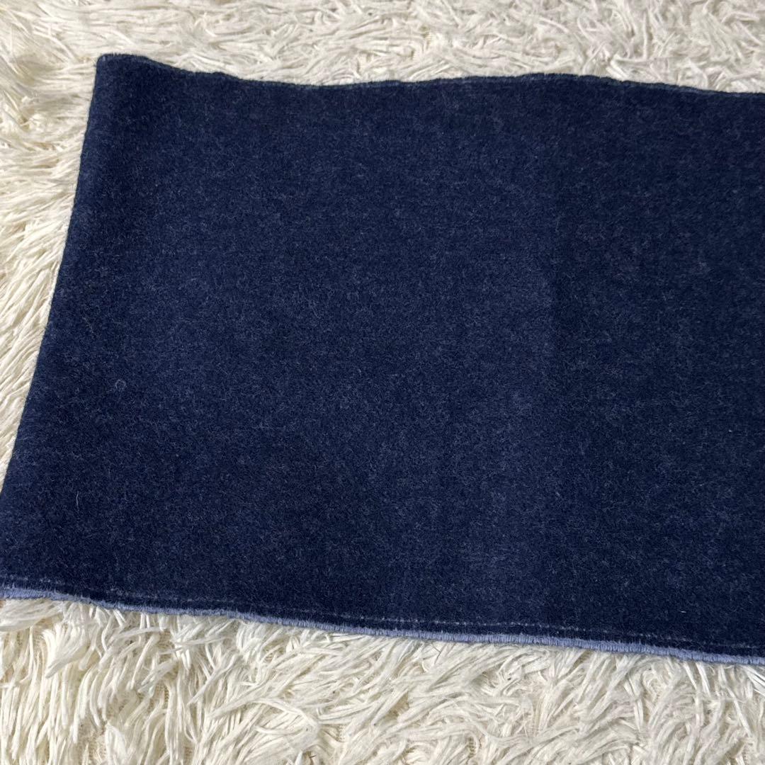 LOEWE バイカラー　マフラー　カシミヤ　ウール　アナグラム　ネイビー