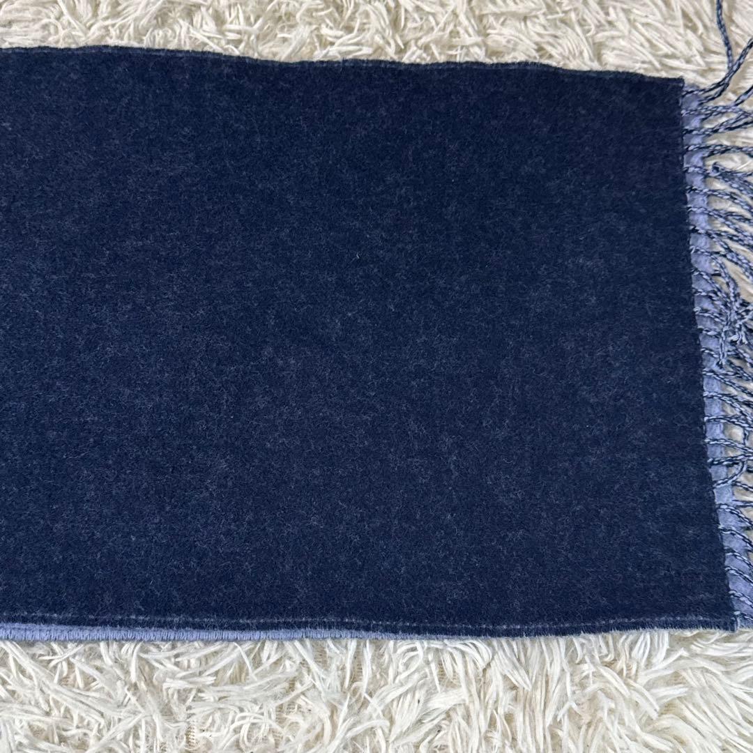 LOEWE バイカラー　マフラー　カシミヤ　ウール　アナグラム　ネイビー