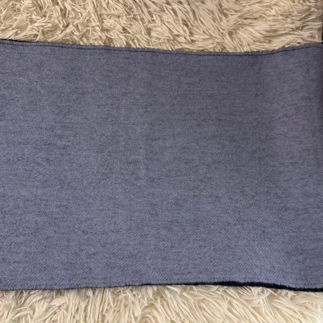 LOEWE バイカラー　マフラー　カシミヤ　ウール　アナグラム　ネイビー