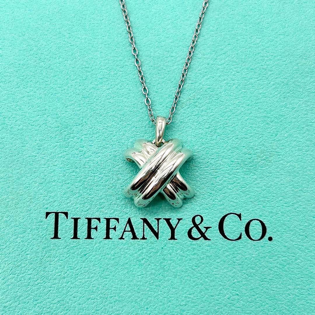 美品　ティファニー　シグネチャー　クロス　ネックレス　シルバー　社外チェーン