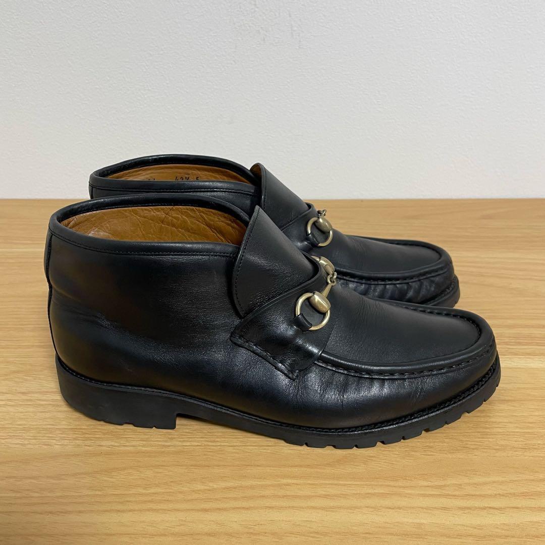 グッチ　ホースビットチャッカブーツ　レザー　黒 42.5 0067 114