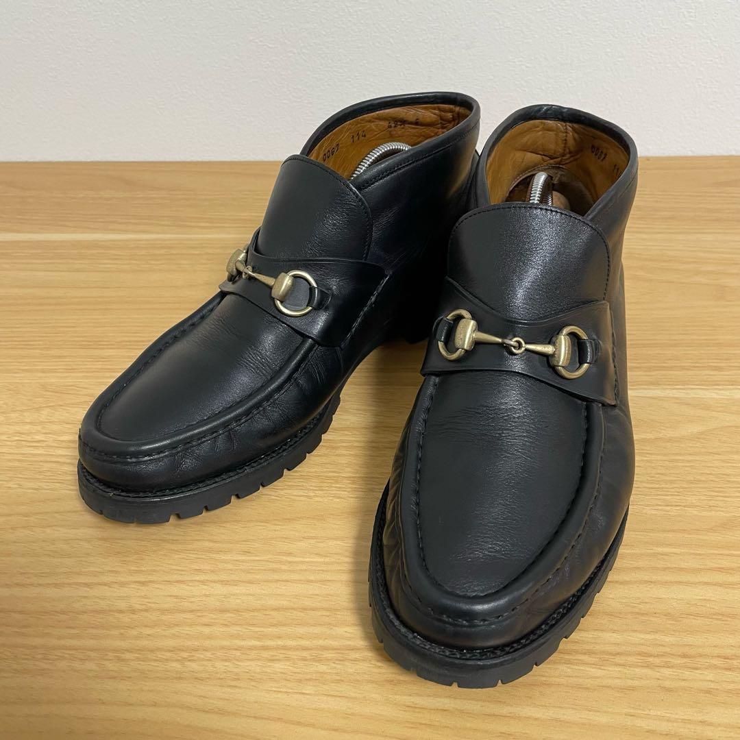 グッチ　ホースビットチャッカブーツ　レザー　黒 42.5 0067 114