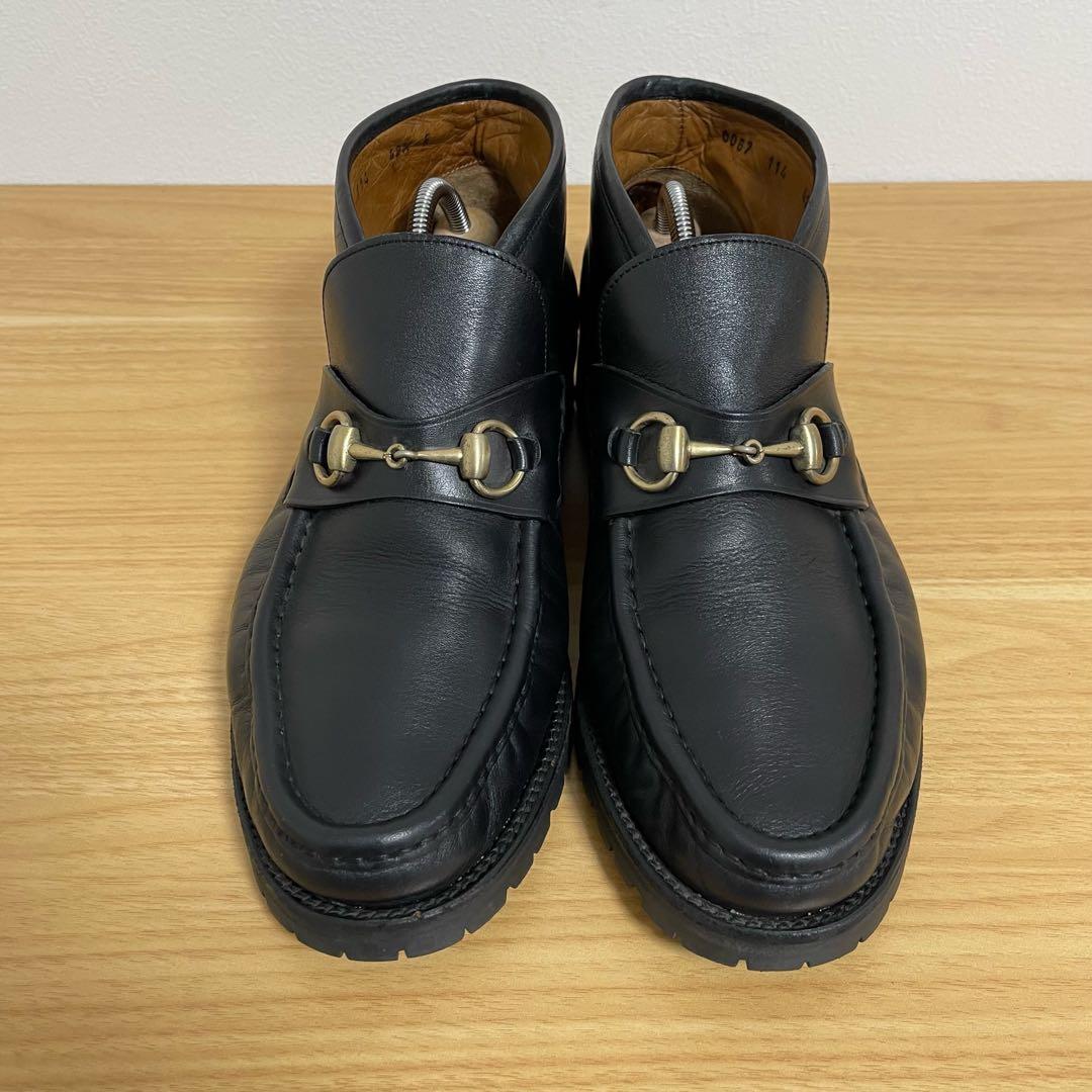 グッチ　ホースビットチャッカブーツ　レザー　黒 42.5 0067 114