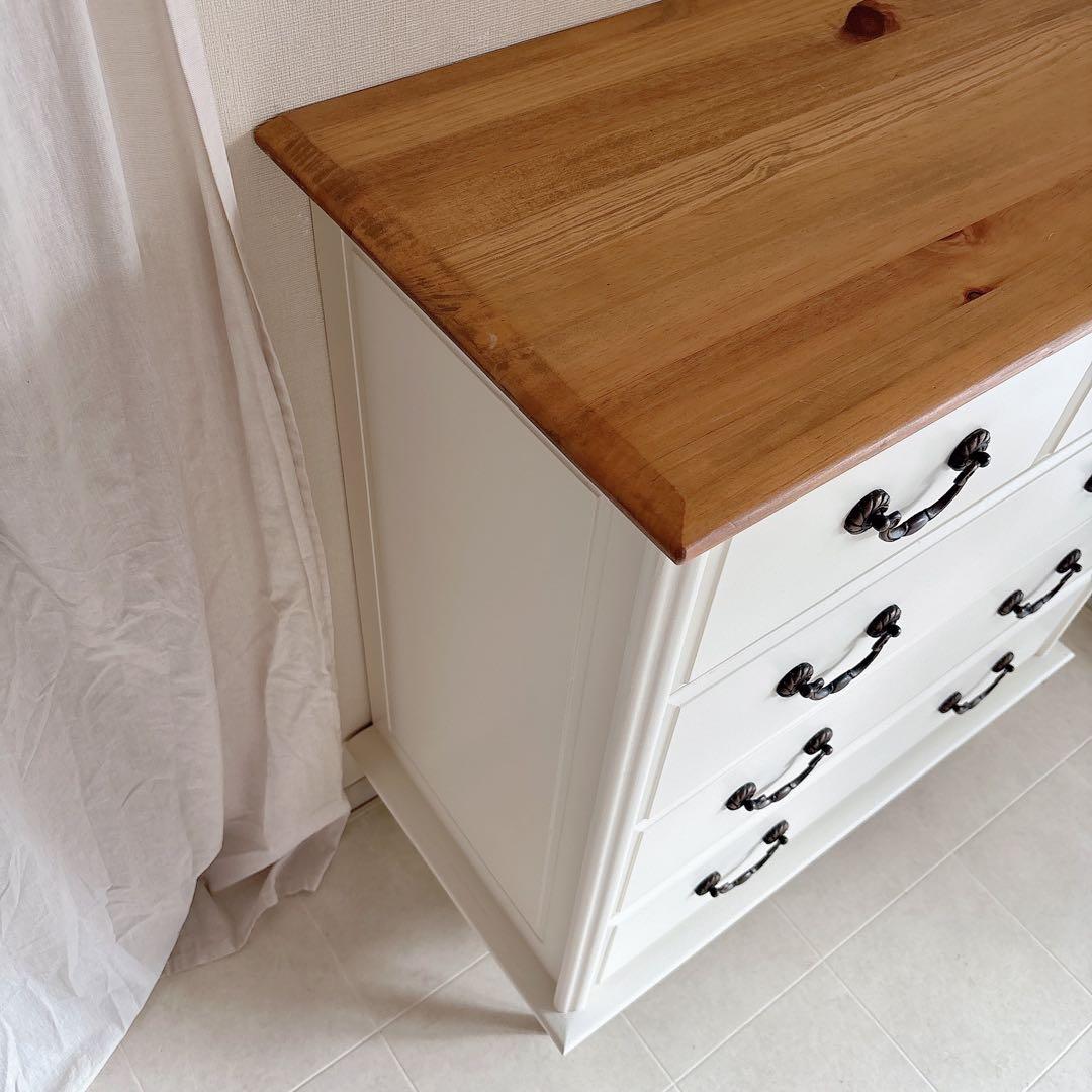 美品　フレンチカントリー　チェスト　シャビーシック　白家具　カントリー　猫脚　棚