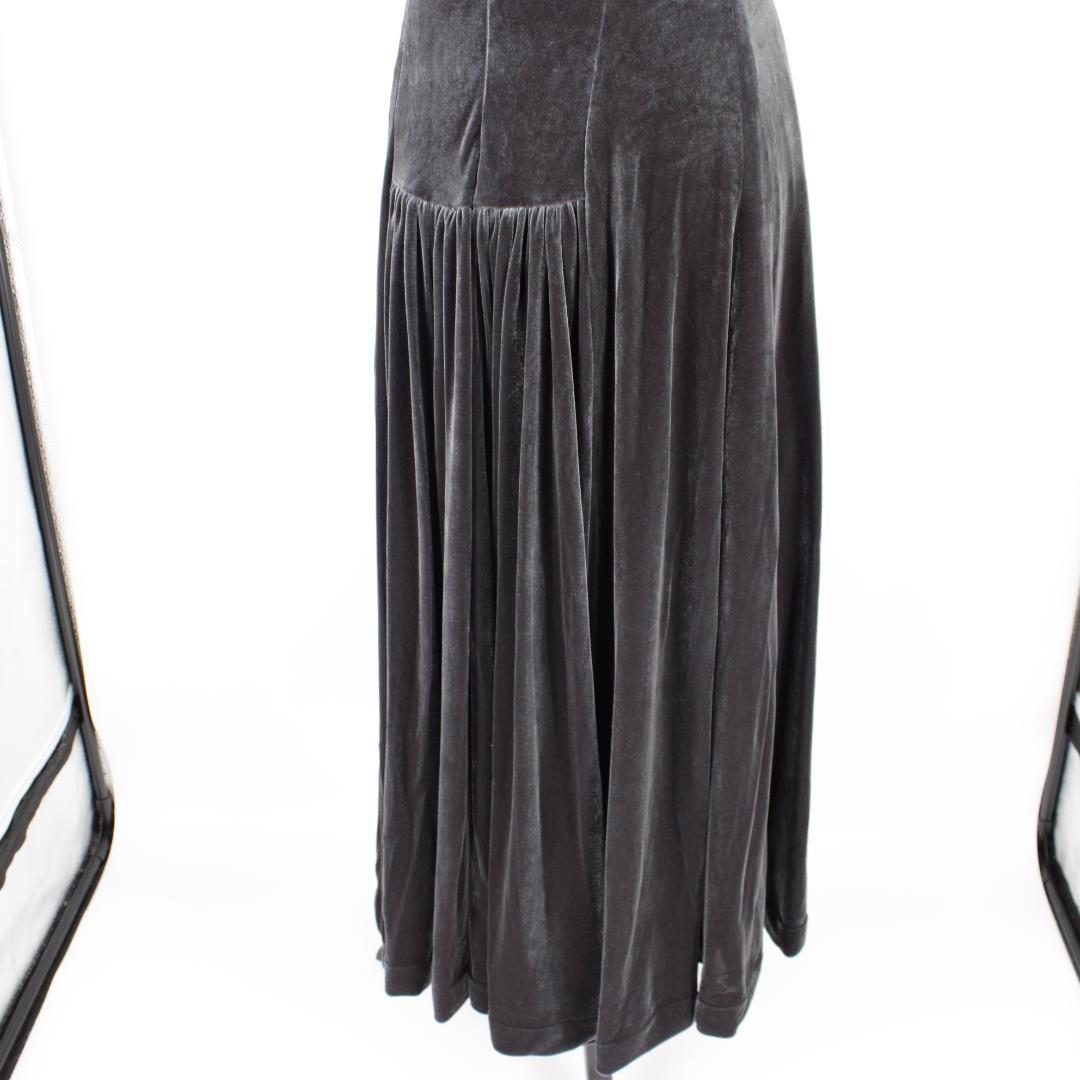 【フラダンス用衣装 極美品】チャコールグレー ベロア生地 ワンピース ドレス