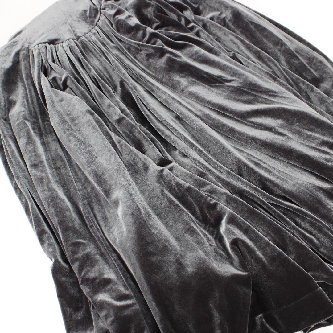 【フラダンス用衣装 極美品】チャコールグレー ベロア生地 ワンピース ドレス