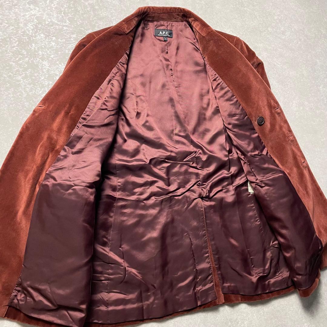 ajフランス製A.P.C. ベロアダブルテーラードジャケット ワインレッド