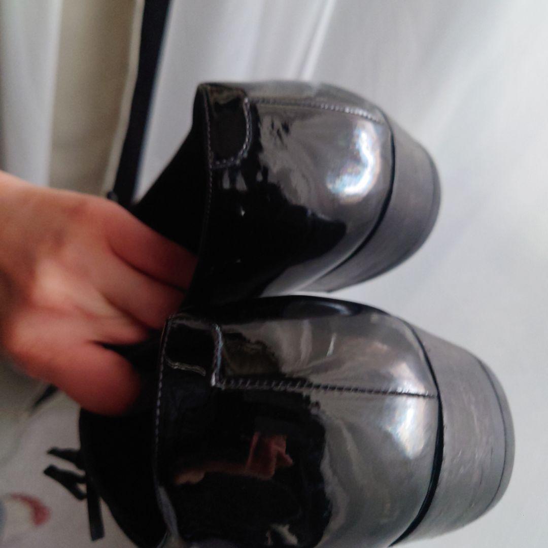 セリーヌ39（25.5）レオパードハラコポニーヘア切替パテントレザーシューズ