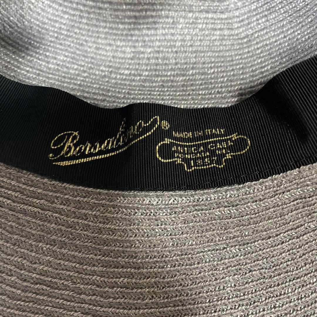未使用タグ付き✨ ボルサリーノ ストローハット 麦わら帽子 グレー Mサイズ