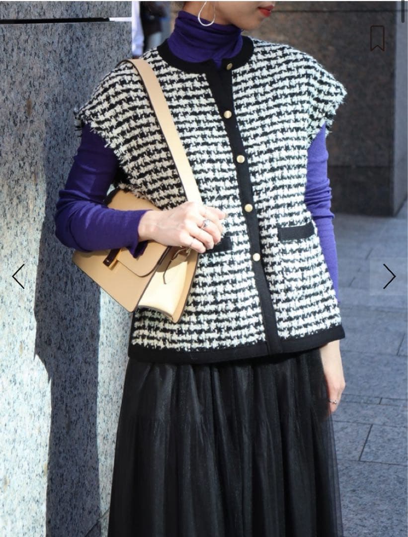 【TOMORROWLAND 】ニットコンビツイード フレンチスリーブジレ