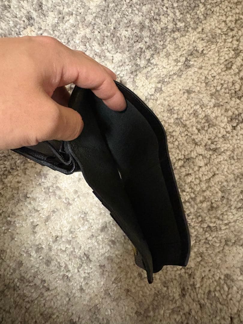 レザー 二つ折り財布 黒 保存袋付き