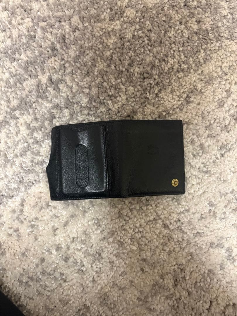 レザー 二つ折り財布 黒 保存袋付き