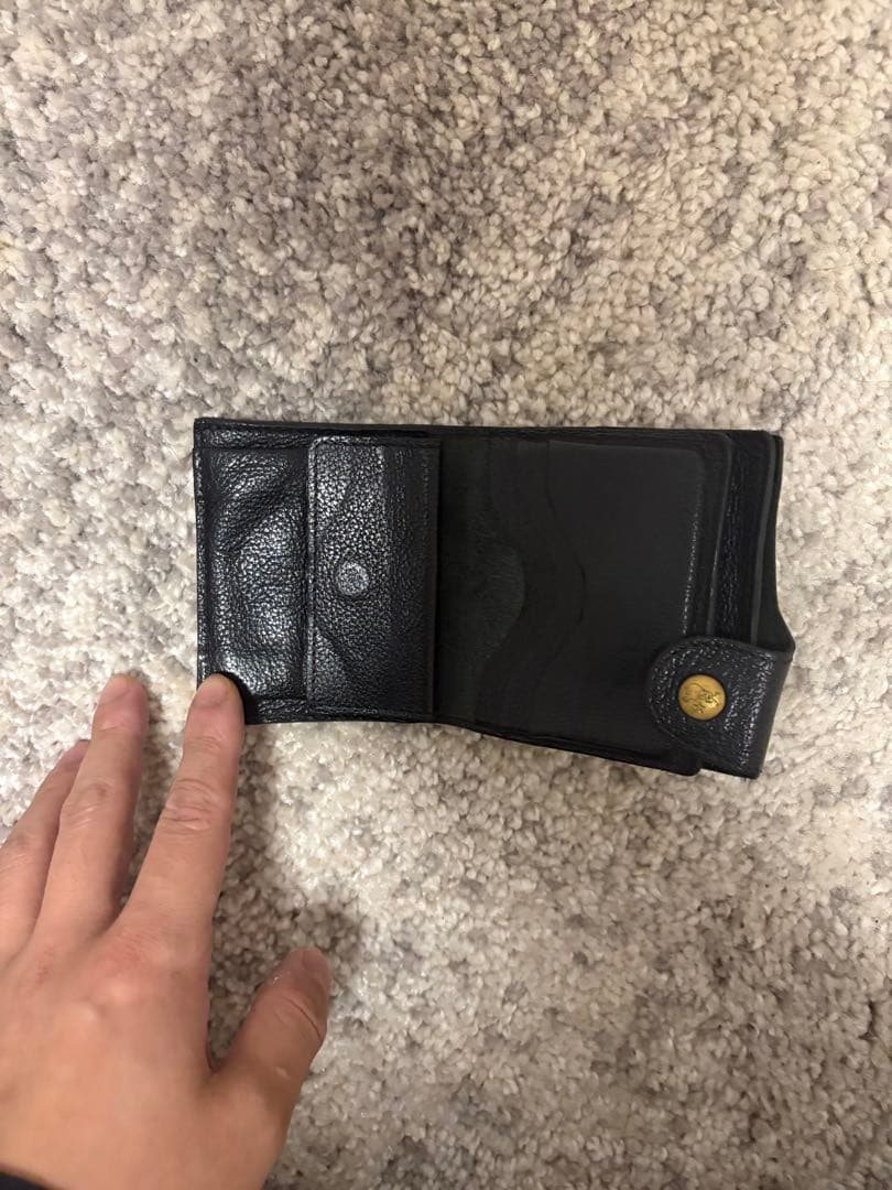 レザー 二つ折り財布 黒 保存袋付き