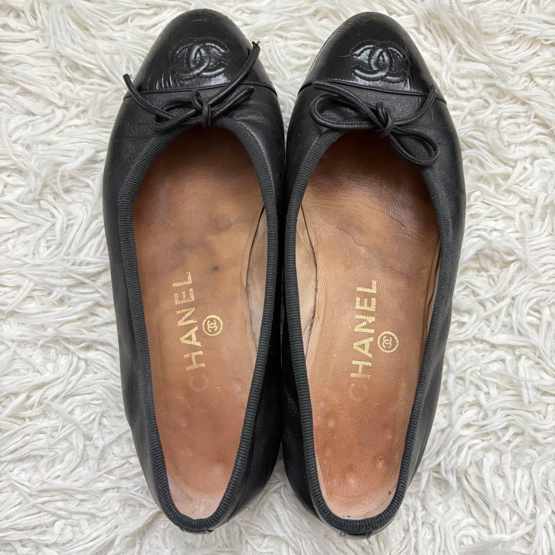 CHANEL シャネル　黒　ブラック　レザー　ココマーク　22.5cm 35.5