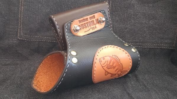 牛本革　タモホルスター　左刺し　ホルダー　ヘチ釣り　落とし込み　チヌ　黒鯛