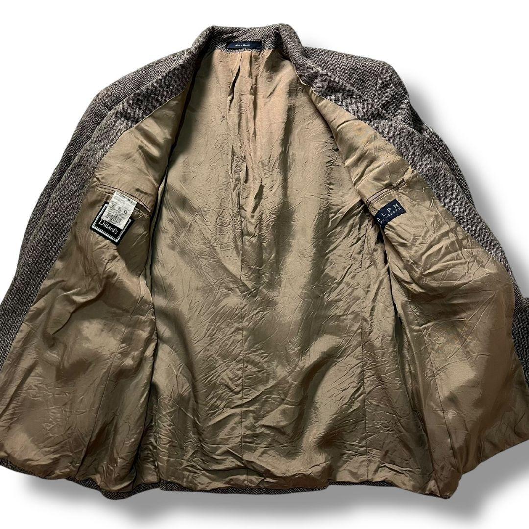 90s ラルフローレン ツイードジャケット シルク ウール ヘリンボーン 古着