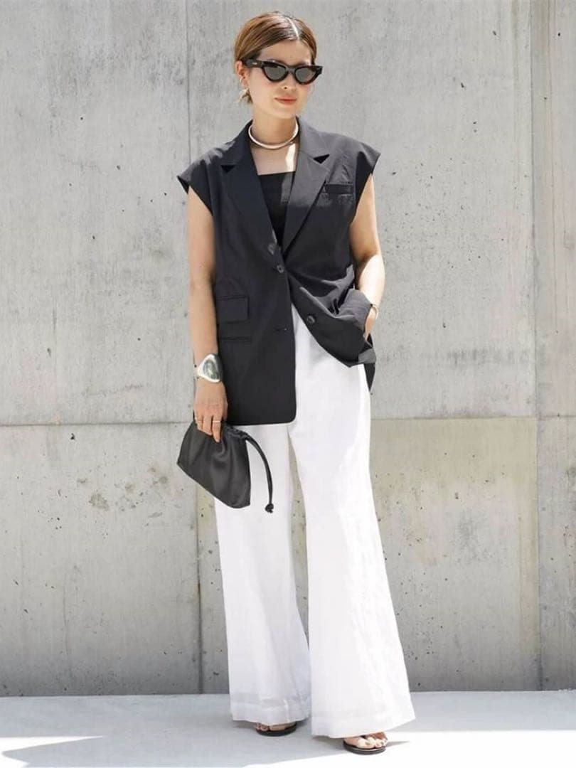 Deuxieme Classe CÉLERI スリーブレスジャケット ブラック