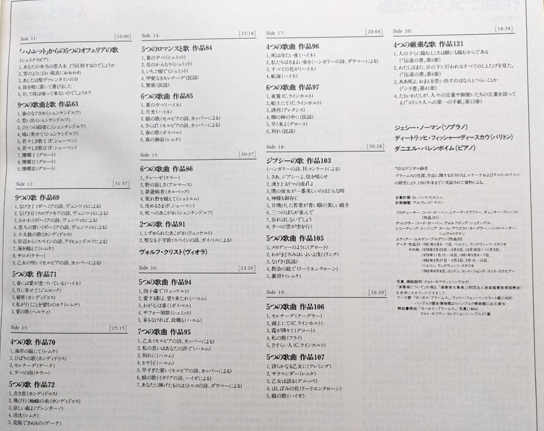 ブラームス大全集　第5巻　歌曲　１０枚組