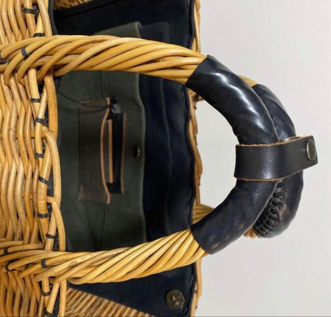 エバゴス　ebagos マルシェ　ブライトルレザー　紅籐　ファー　ブラック