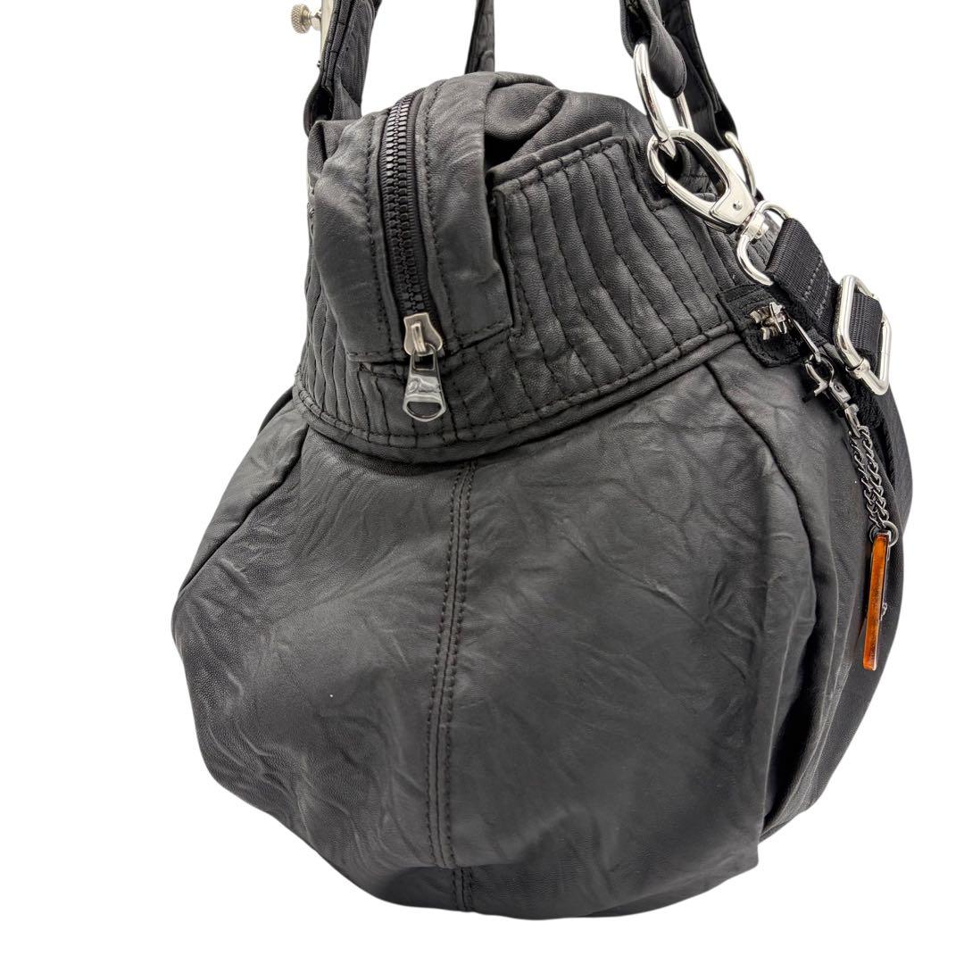 ディーゼル ショルダーバッグ y2k 90s レザー メタルロゴ ブラック 迷彩