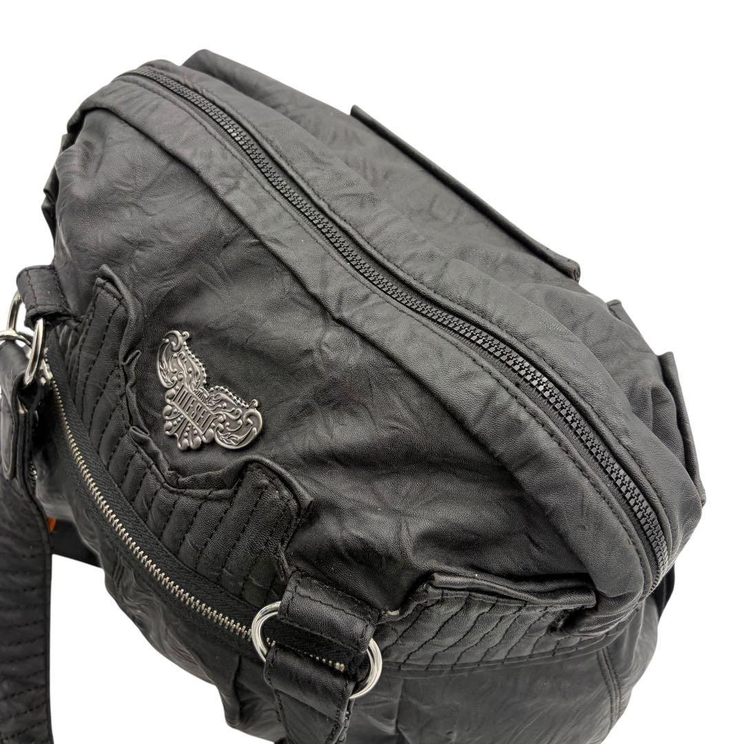 ディーゼル ショルダーバッグ y2k 90s レザー メタルロゴ ブラック 迷彩