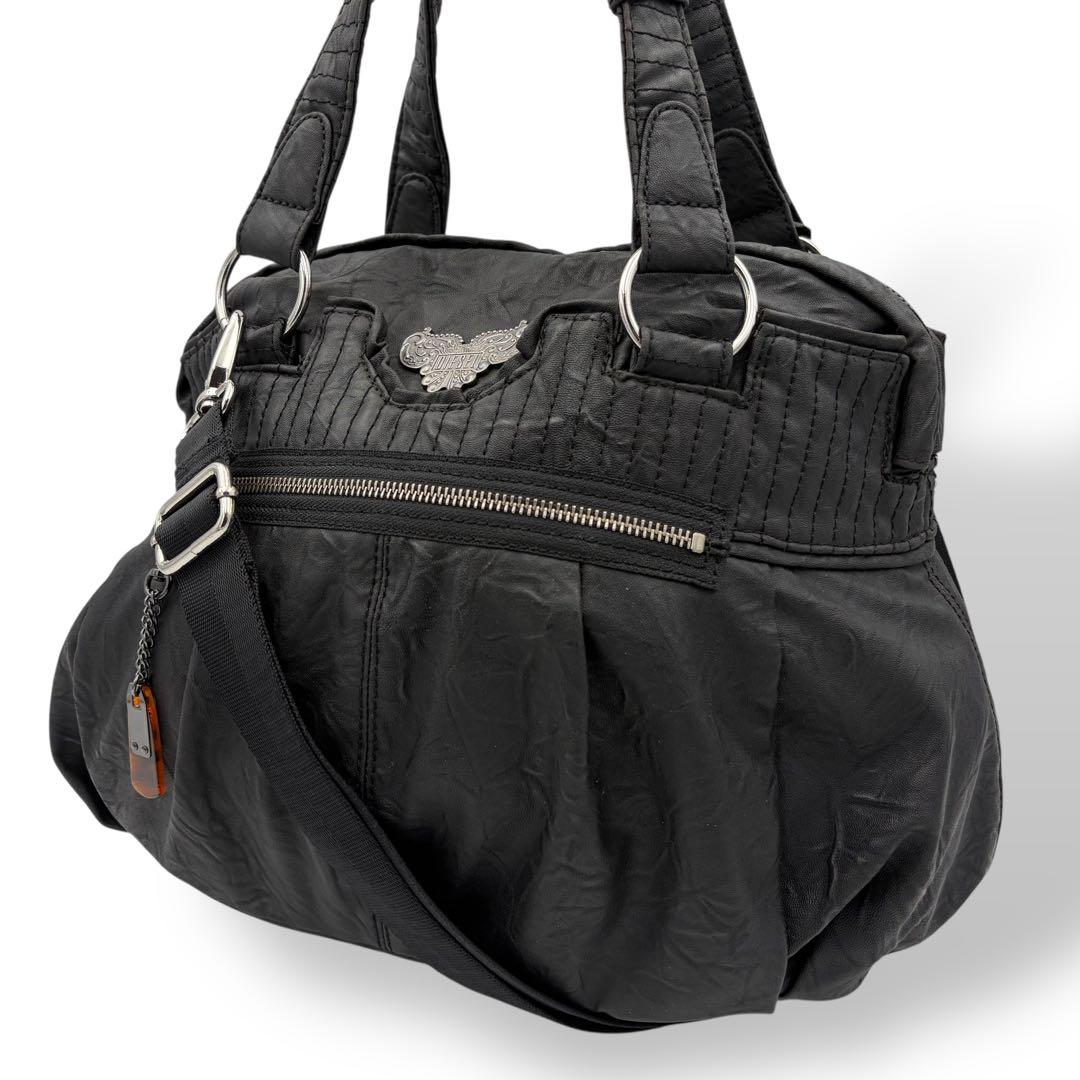 ディーゼル ショルダーバッグ y2k 90s レザー メタルロゴ ブラック 迷彩