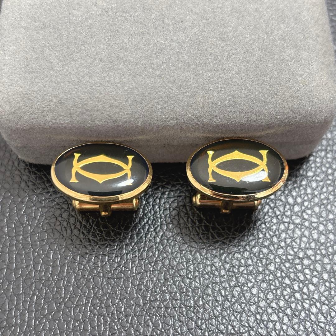 カルティエ カフス ネクタイ ダークグリーン ロゴ カフリンクス 美品