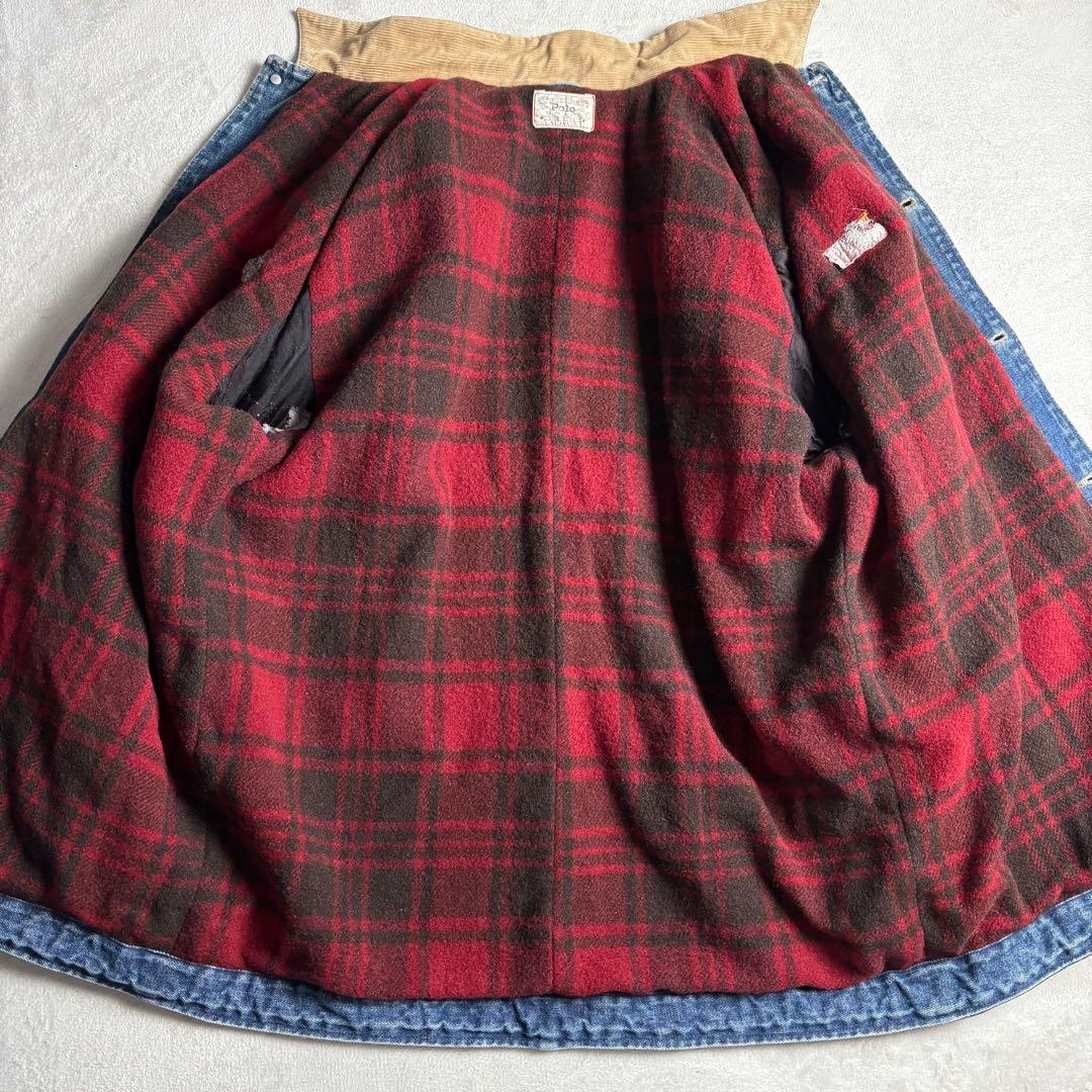 80s-90s USA製 ポロラルフローレン　デニムカバーオール　ブランケット