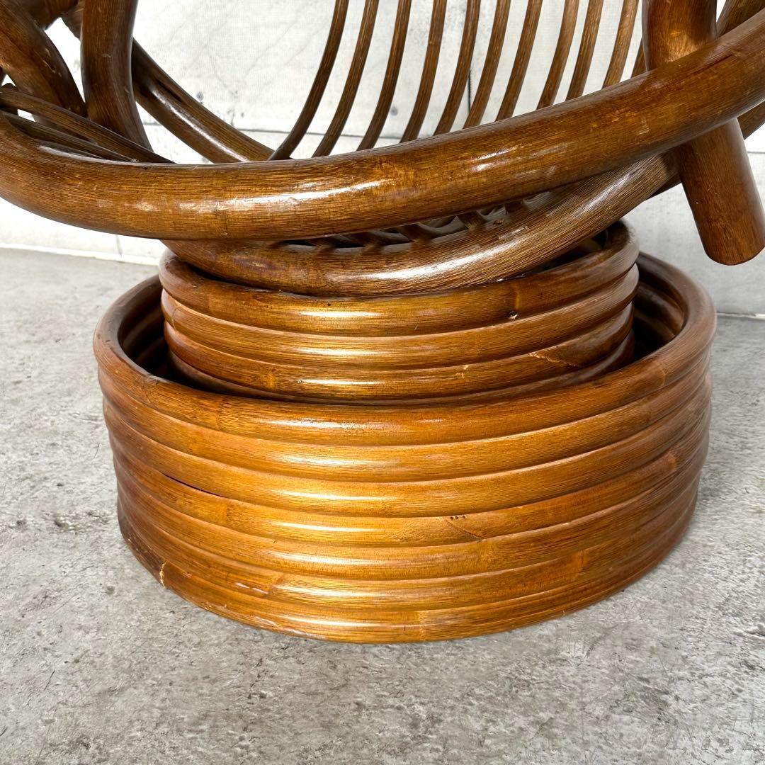 ꧁昭和浪漫꧂ 360度回転式ラタンチェア　籐家具 ひじ掛け 大型椅子　アジアン