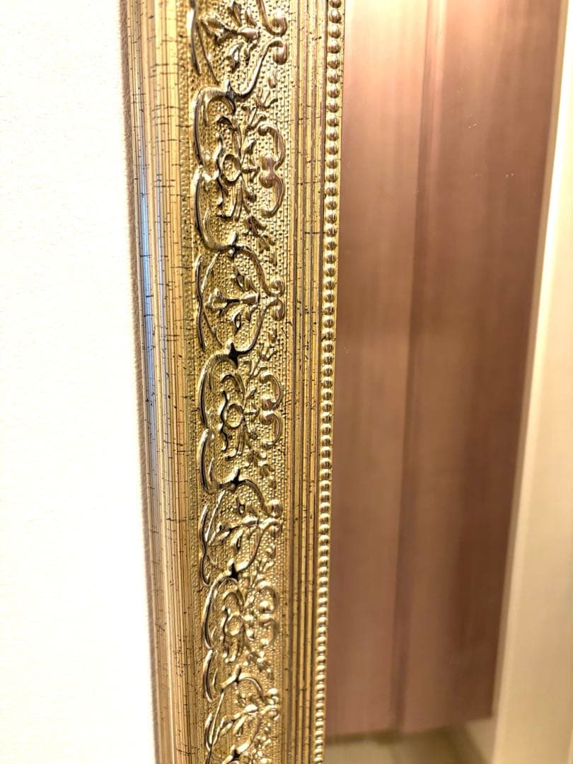 【美品】アンティークミラー　日本製 姿見鏡 シャンパンゴールド　縦横置き2WAY